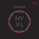 D’Addario NY XL 0942 Electric Strings packaging on black background with pink accents.