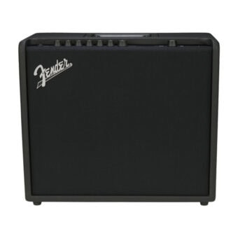 Fender guitar amplifier, black combo amp with control knobs on top, suitable for music practice and performance in Dublin.